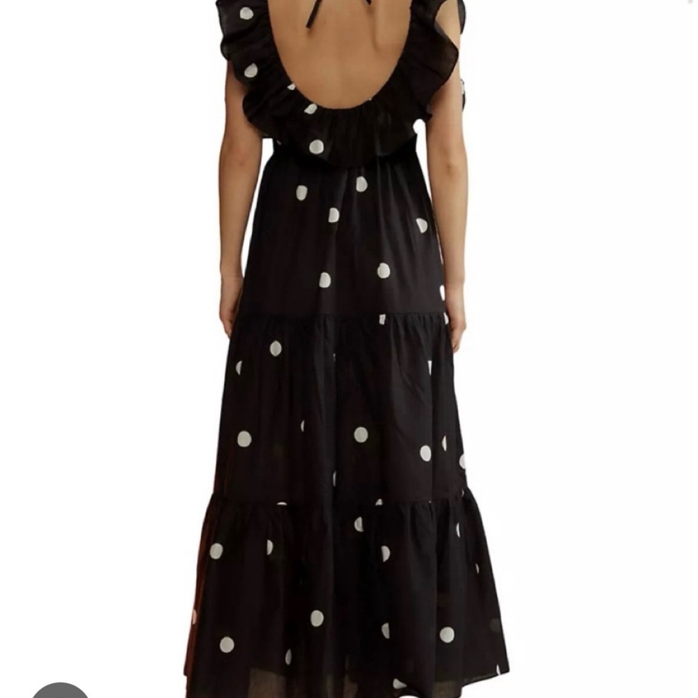 Cynthia Rowley Black Maxi Dress with White Polka Dots - Picture 2 of 4